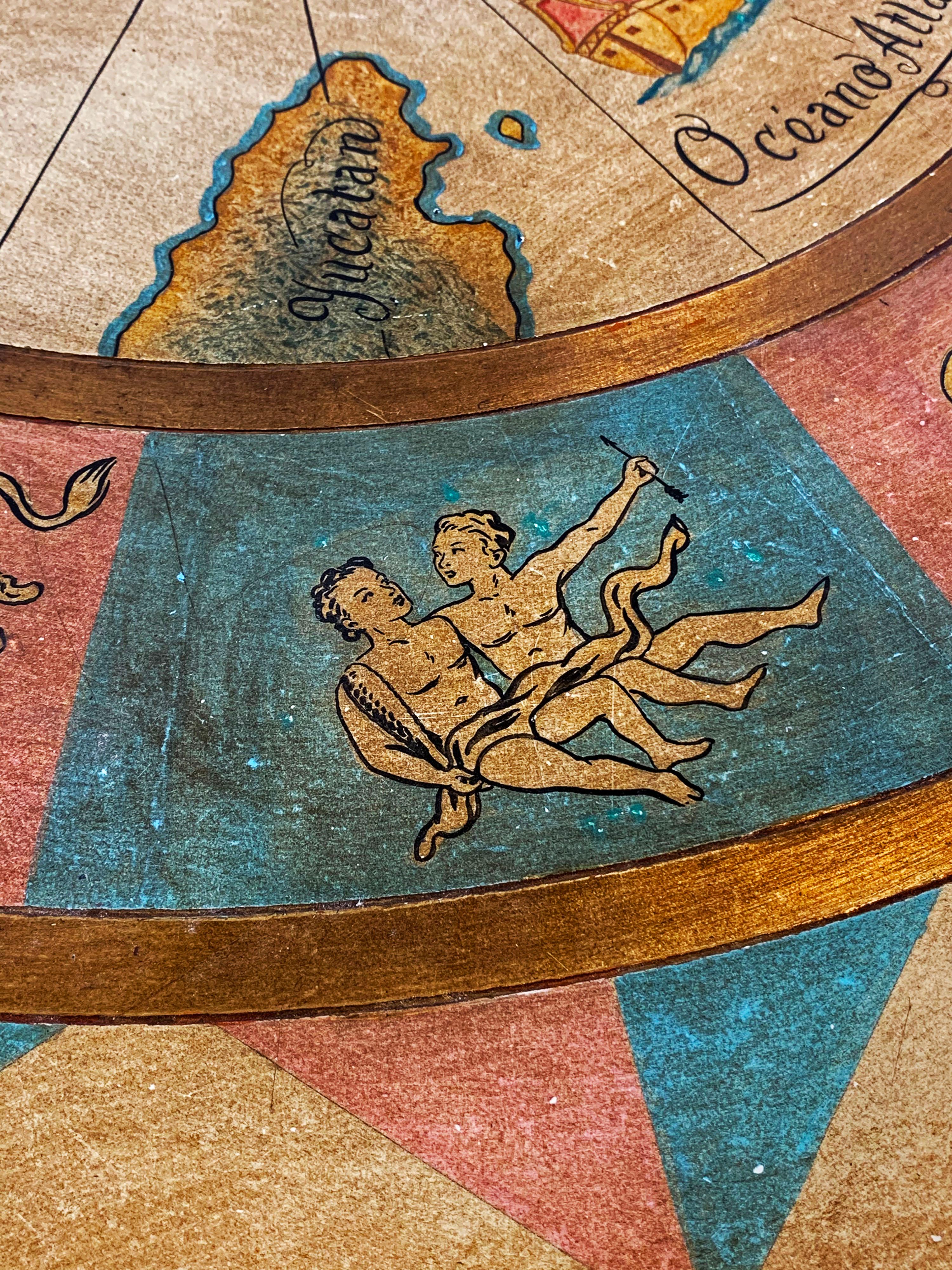 Hollywood Regency Zodiac Themed Coffee Table on Gilt Metal Base, Circa 1960s 1