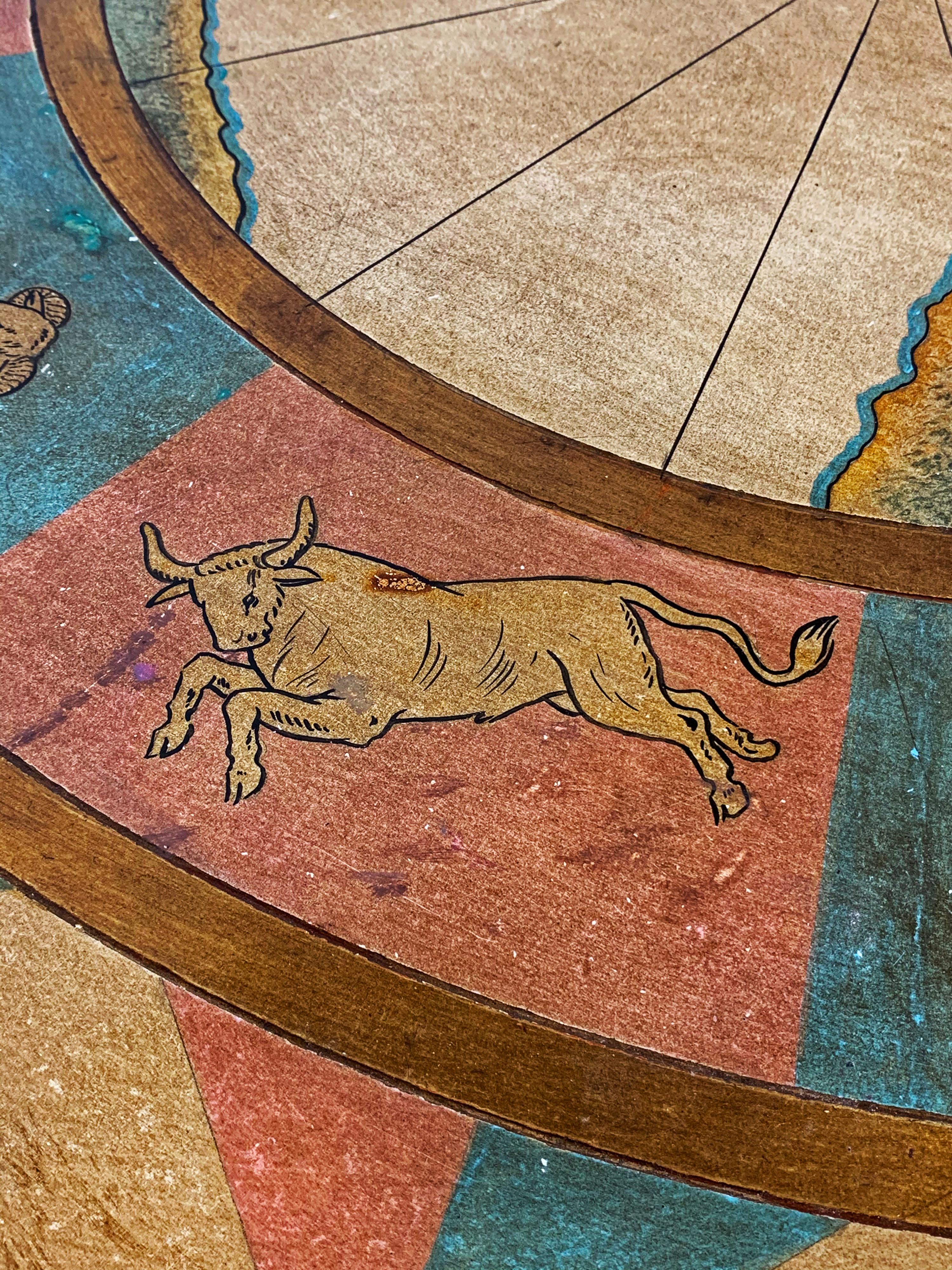Hollywood Regency Zodiac Themed Coffee Table on Gilt Metal Base, Circa 1960s 2