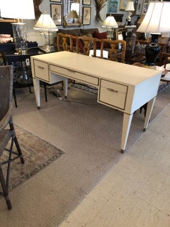 Hollywood Starlet Ivory Leather Wrapped Desk by Bungalow 5