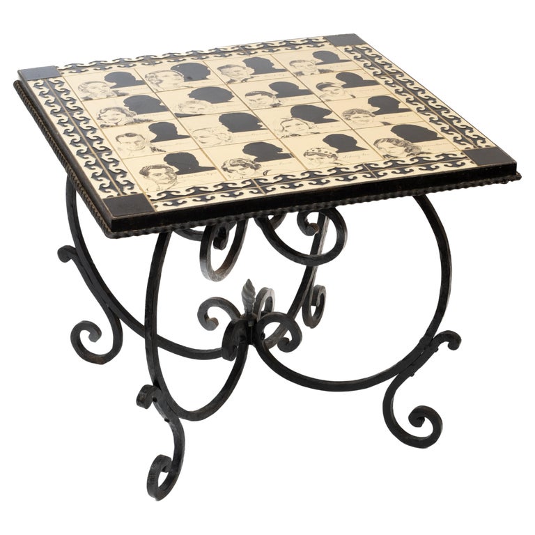 Hollywood Vintage Tile Top Wrought Iron Side/Cocktail Table/Film Industry Notabl For Sale at 1stDibs