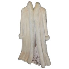 Used Hollywood Winter White Warm, Cozy and Fabulous White Mink Coat Fox Trimmed