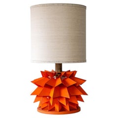 Holm & Andersen Sculptural Orange Table Lamp, Custom Made Lampshade by R. Houben