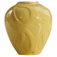 Holm & Bjurestig, Vase, Yellow-Glazed Stoneware, Höganäs, Sweden 1940s