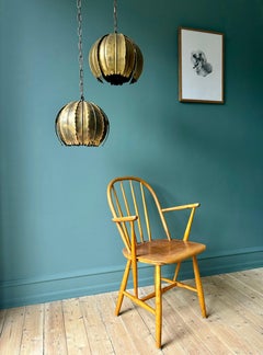 Holm Sorensen Brutalist Golden Brass Poppy Pendant, 1960s