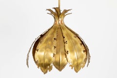 Holm Sorensen & Co., Flower-Shaped Gilt Brass Chandelier, 1970s