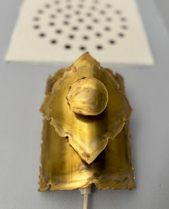 Holm Sorensen Danish Modern Brutalist Brass Wall Light, 1960s