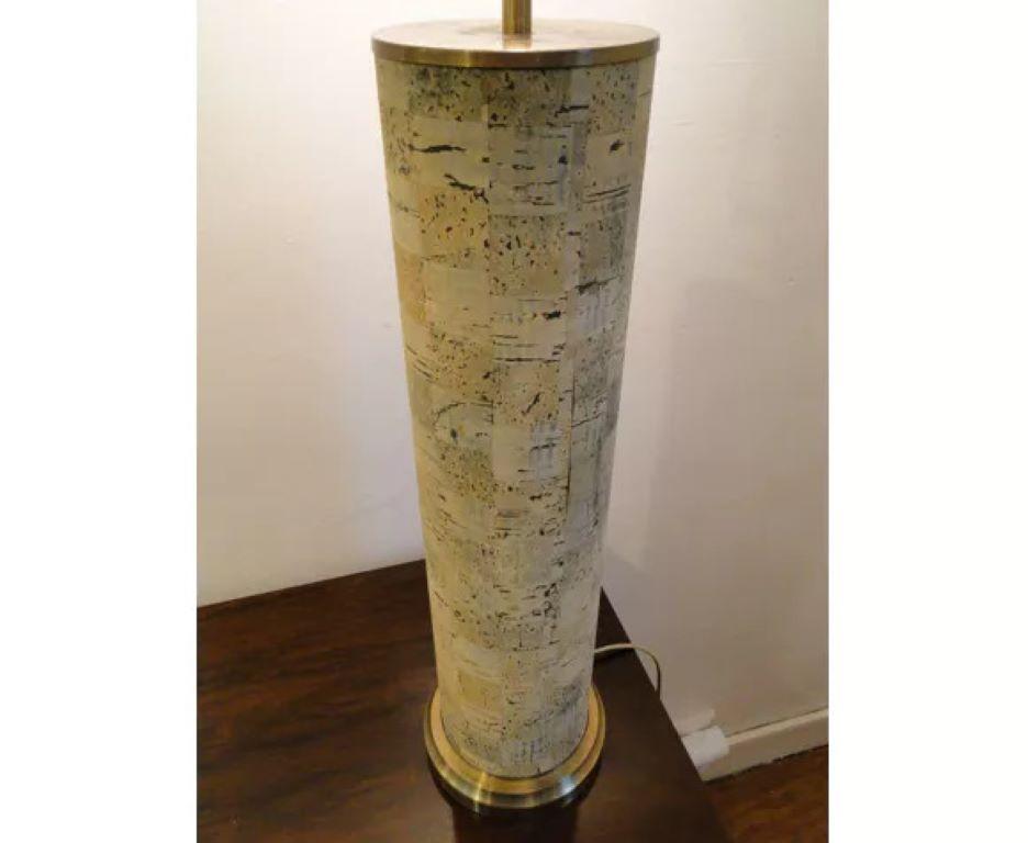 Holm Sørensen Large Table Lamp in Cork and Brass, Denmark In Good Condition For Sale In Lège Cap Ferret, FR