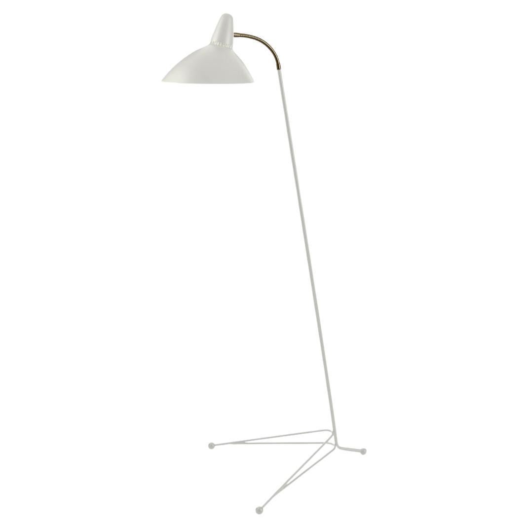 Holm-sørensen White 'Lightsome' Floor Lamp in Brass & Steel for Warm Nordic