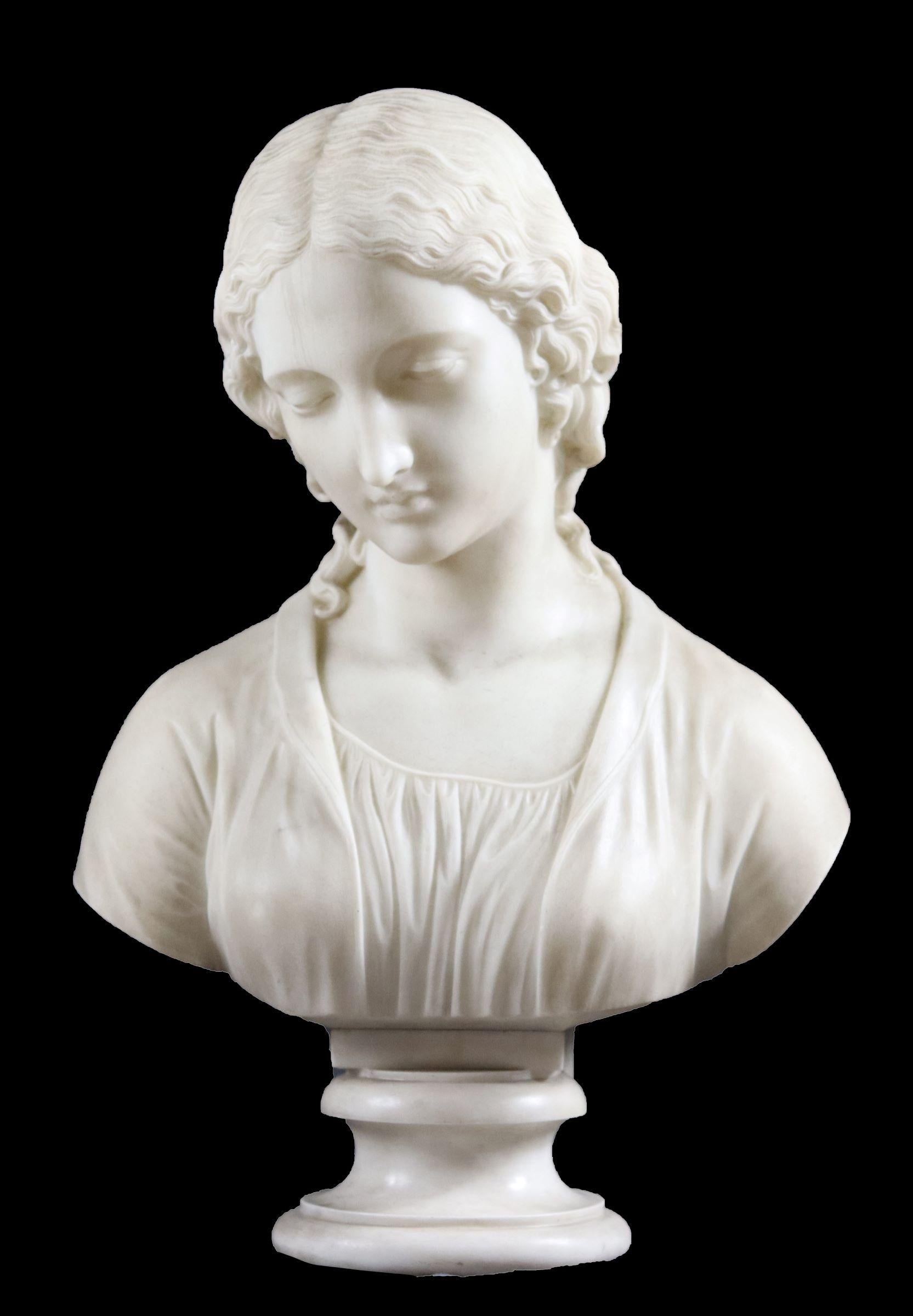 Marble Bust of a Beautiful Maiden - Sculpture by Holme Cardwell