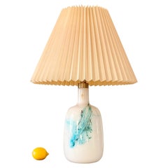 Holmegaard Art Glass Lamp in White and Turquoise Opaline by Michael Bang
