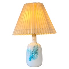 Holmegaard Art Glass Lamp in White and Turquoise Opaline by Michael Bang