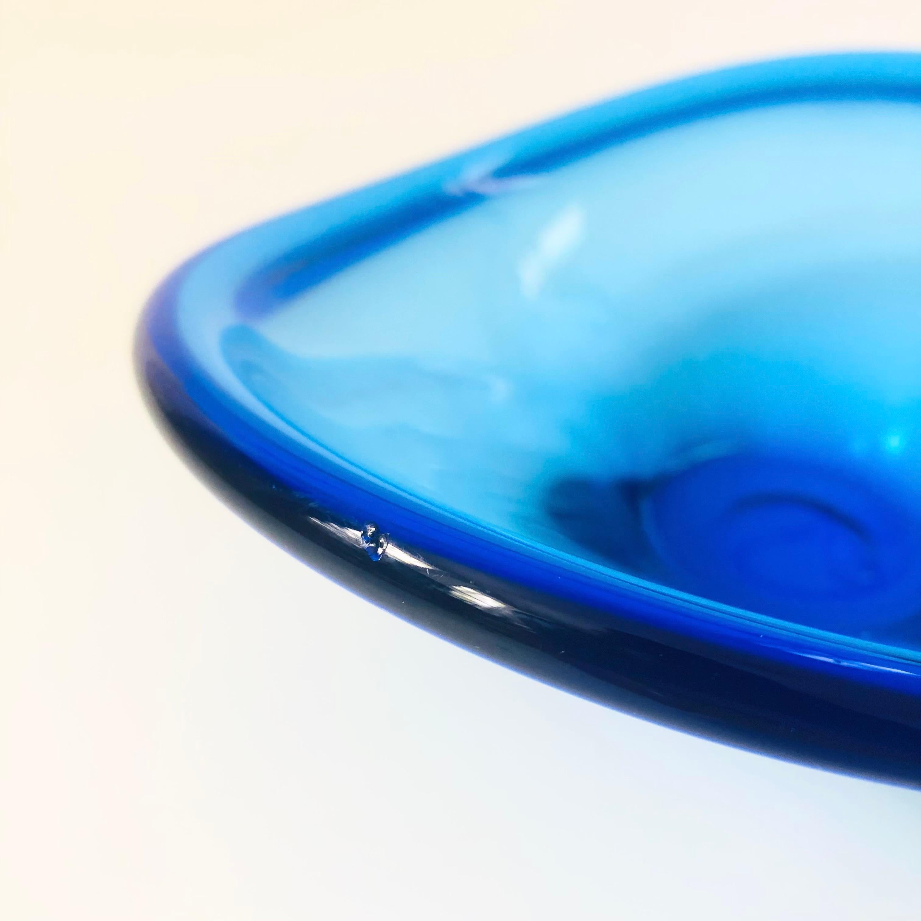 Holmegaard Blue Art Glass Bowl For Sale 3