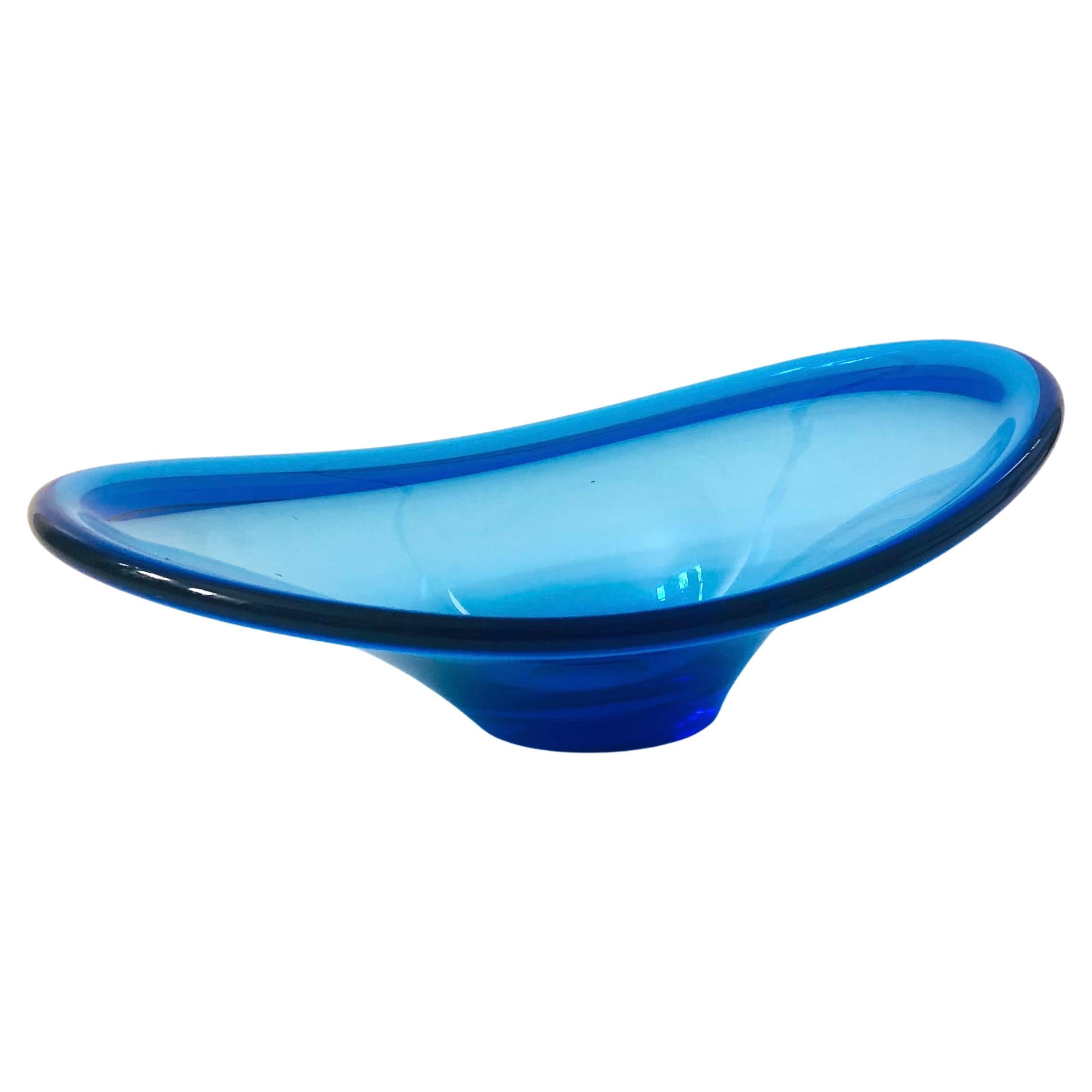 Holmegaard Blue Art Glass Bowl