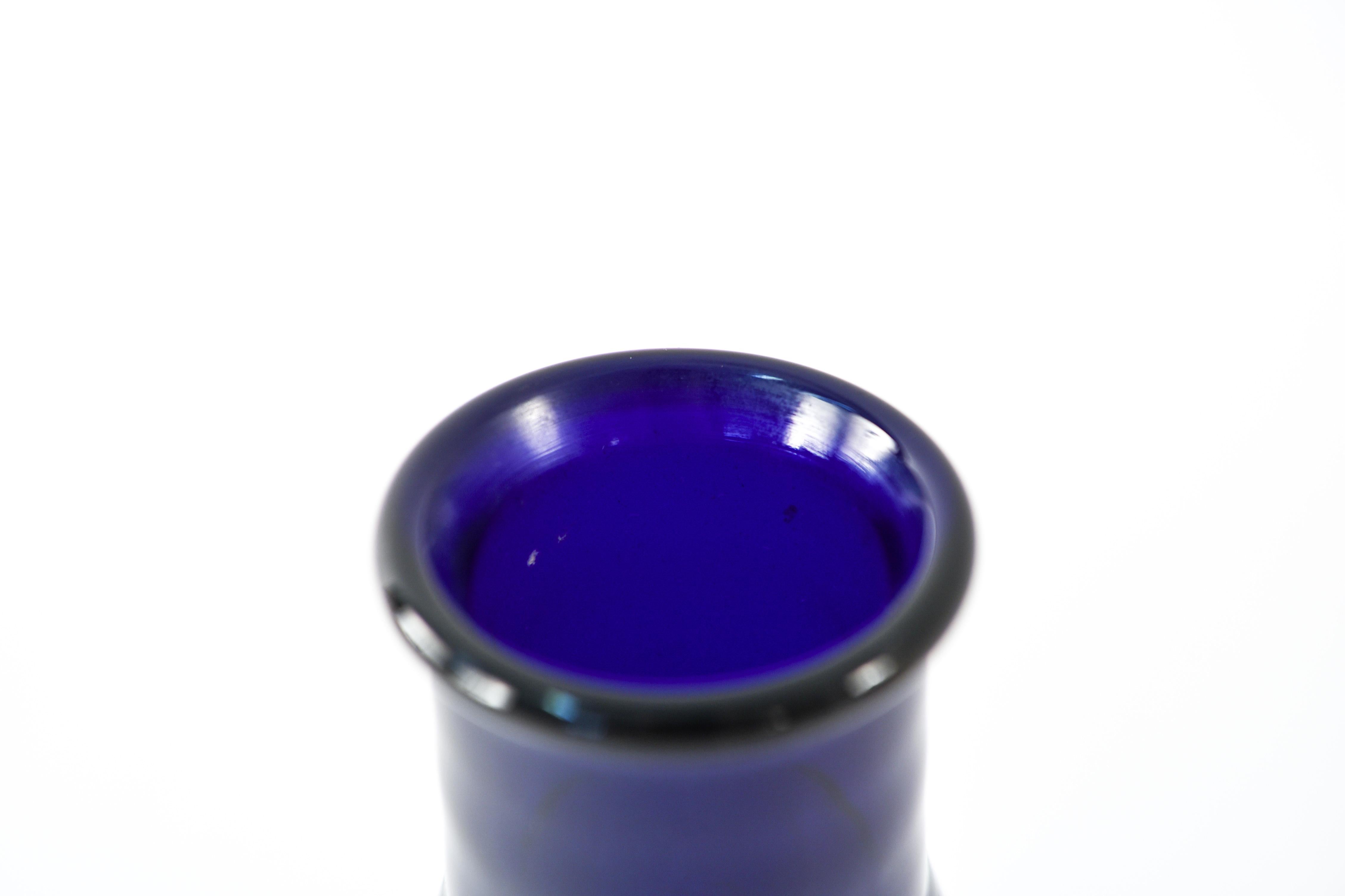 Holmegaard Blue Glass Danish Midcentury Vase In Good Condition In Norwalk, CT