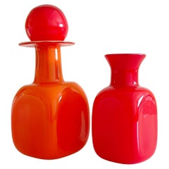 Holmegaard by Per Lutken Hand-Blown Vintage Scandinavian Art Glass Bottles 1960s