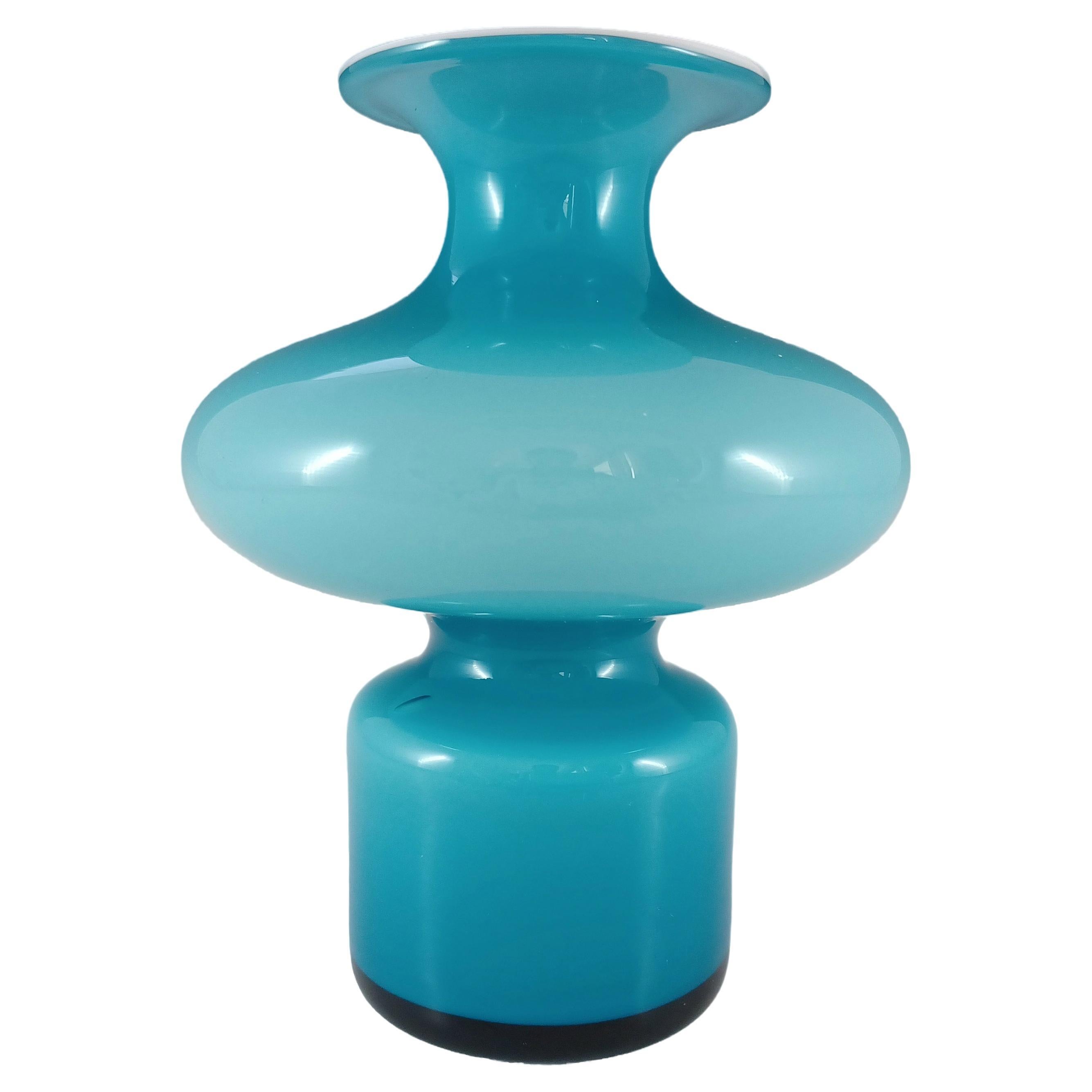 Holmegaard Carnaby Blue Cased Glass Vase by Per Lutken For Sale