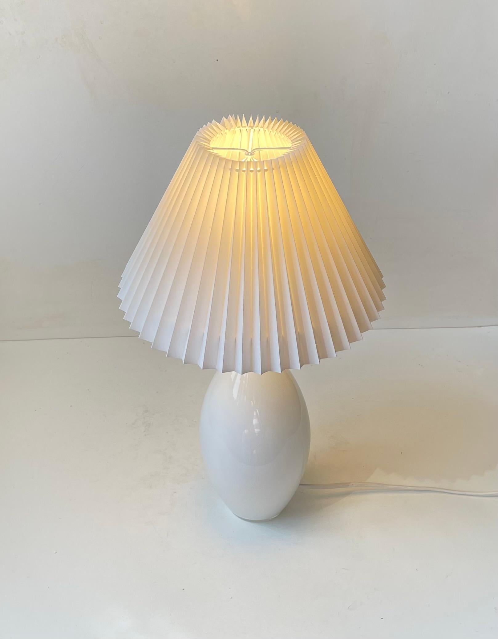 Modern Holmegaard Cocoon Table Lamp by Peter Svarrer in White glass For Sale