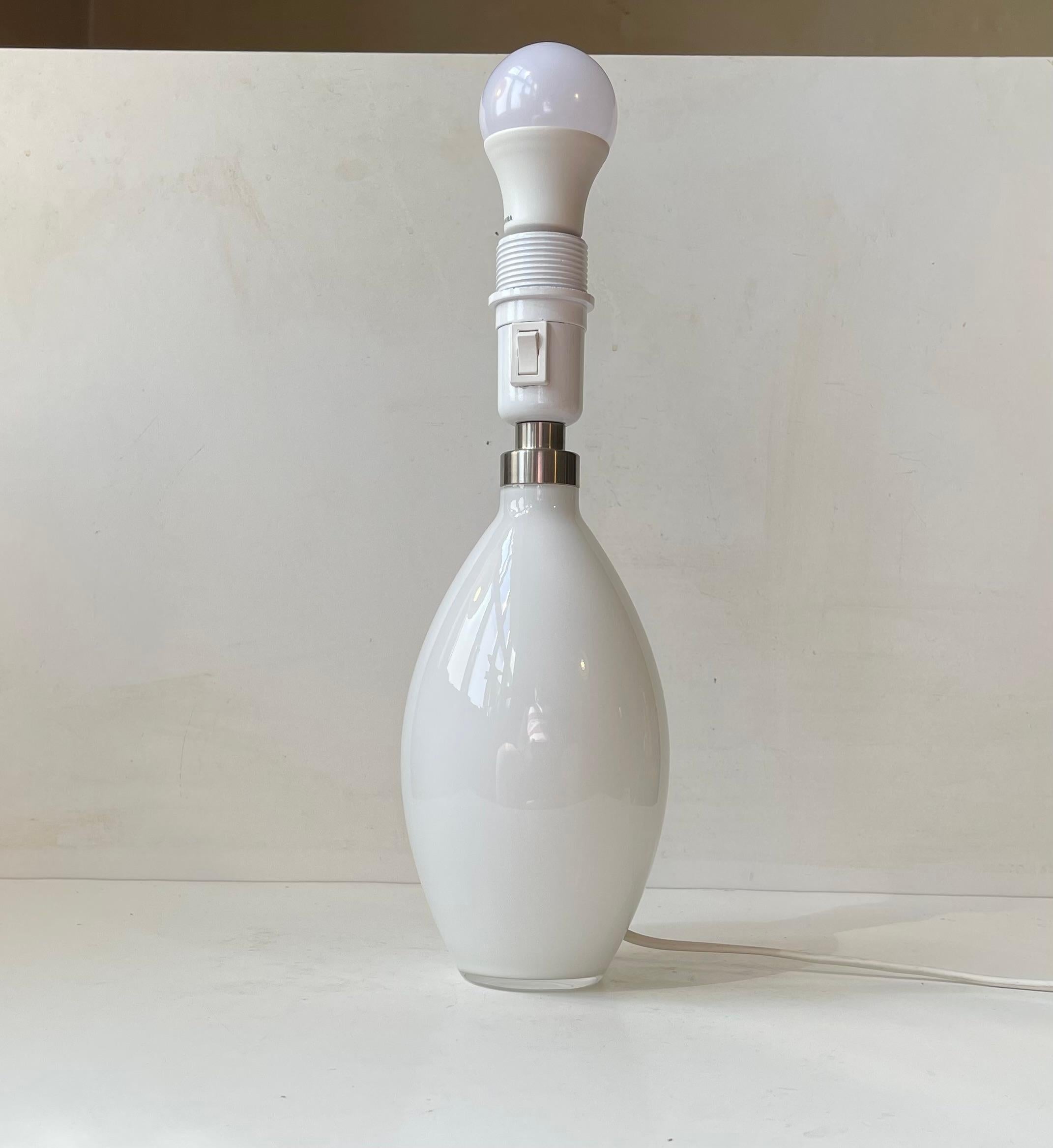 Danish Holmegaard Cocoon Table Lamp by Peter Svarrer in White glass For Sale