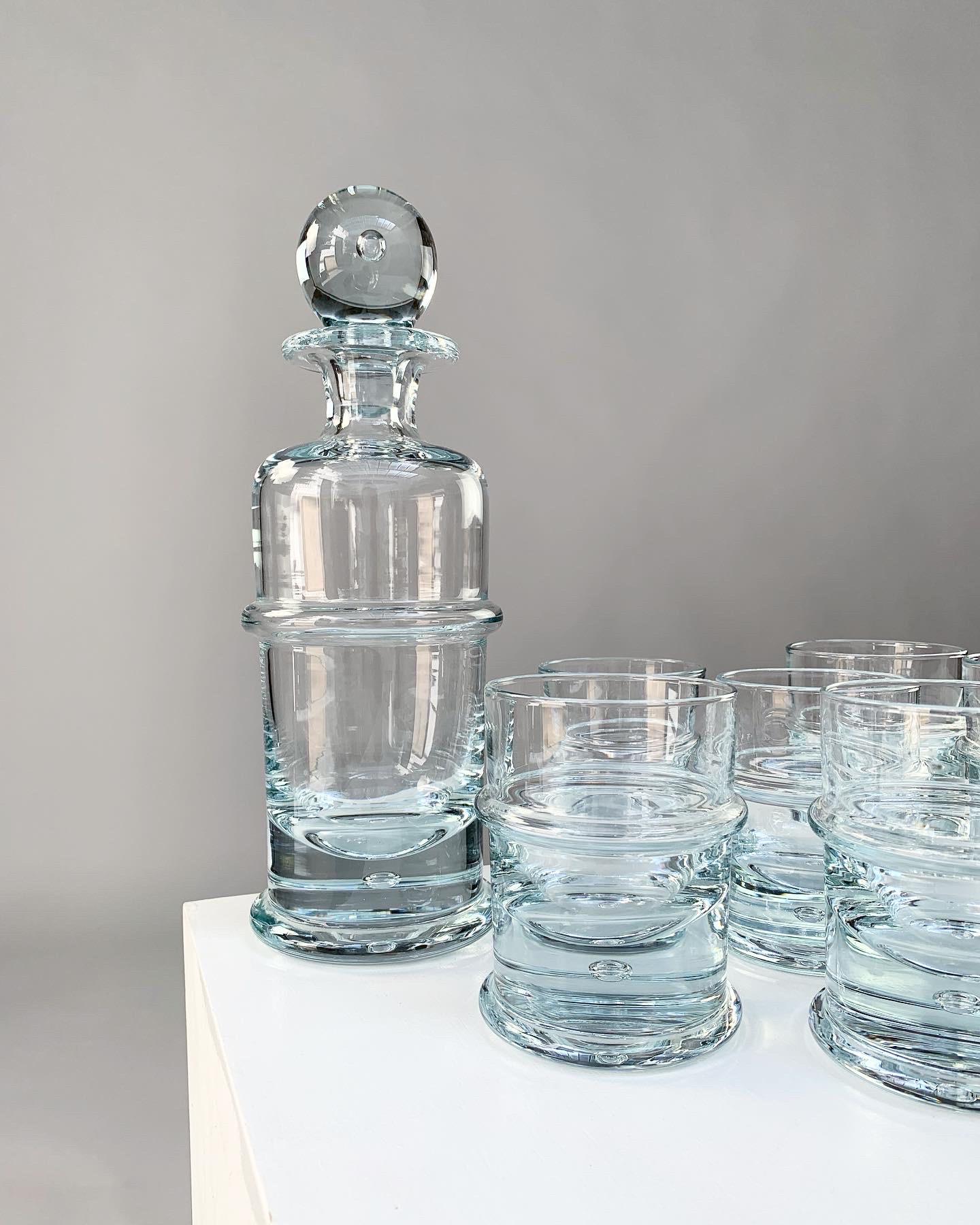 Danish Holmegaard Crystal Glass Decanter Bottle & Tumbler Glasses Regiment Sidse Werner