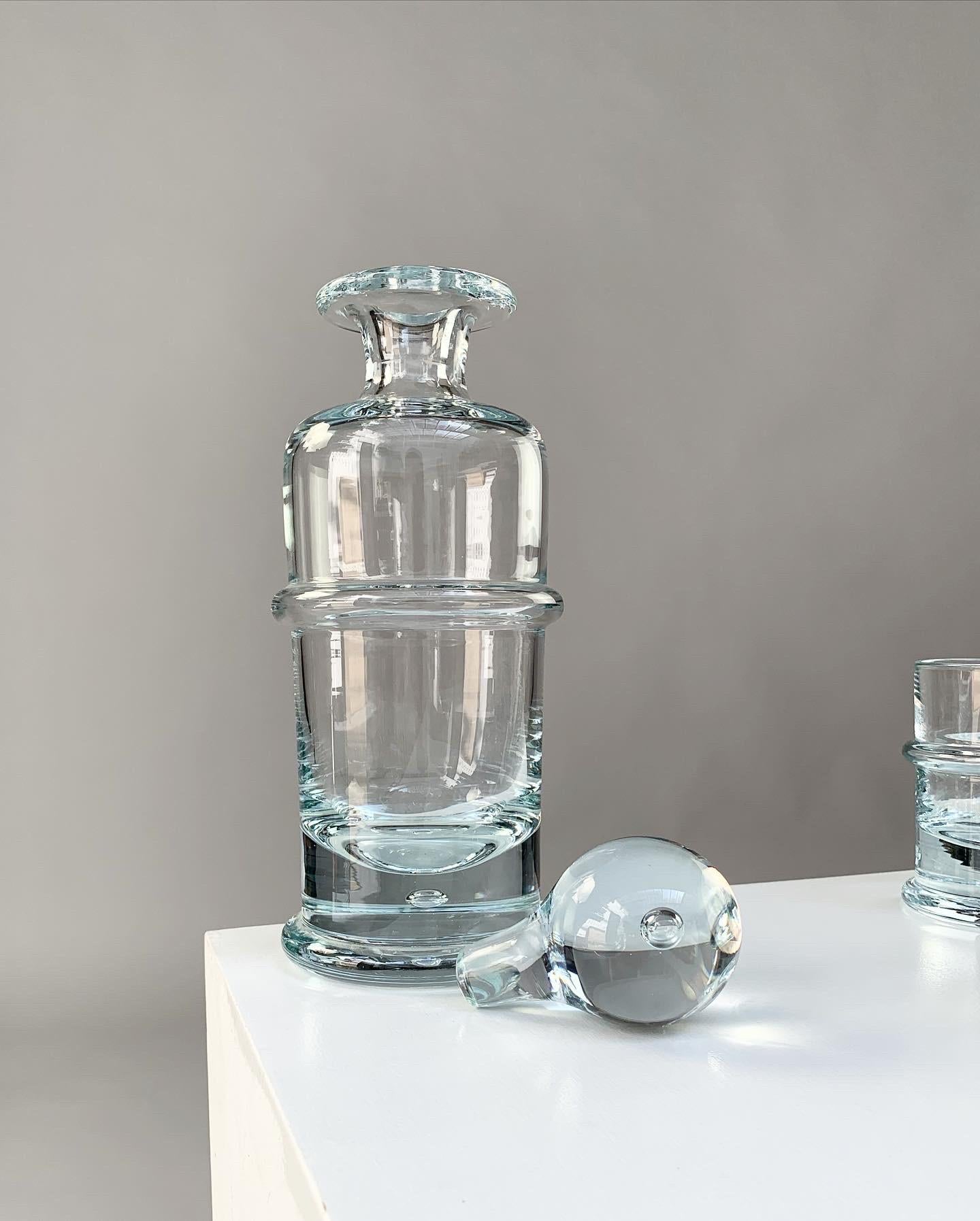Hand-Crafted Holmegaard Crystal Glass Decanter Bottle & Tumbler Glasses Regiment Sidse Werner