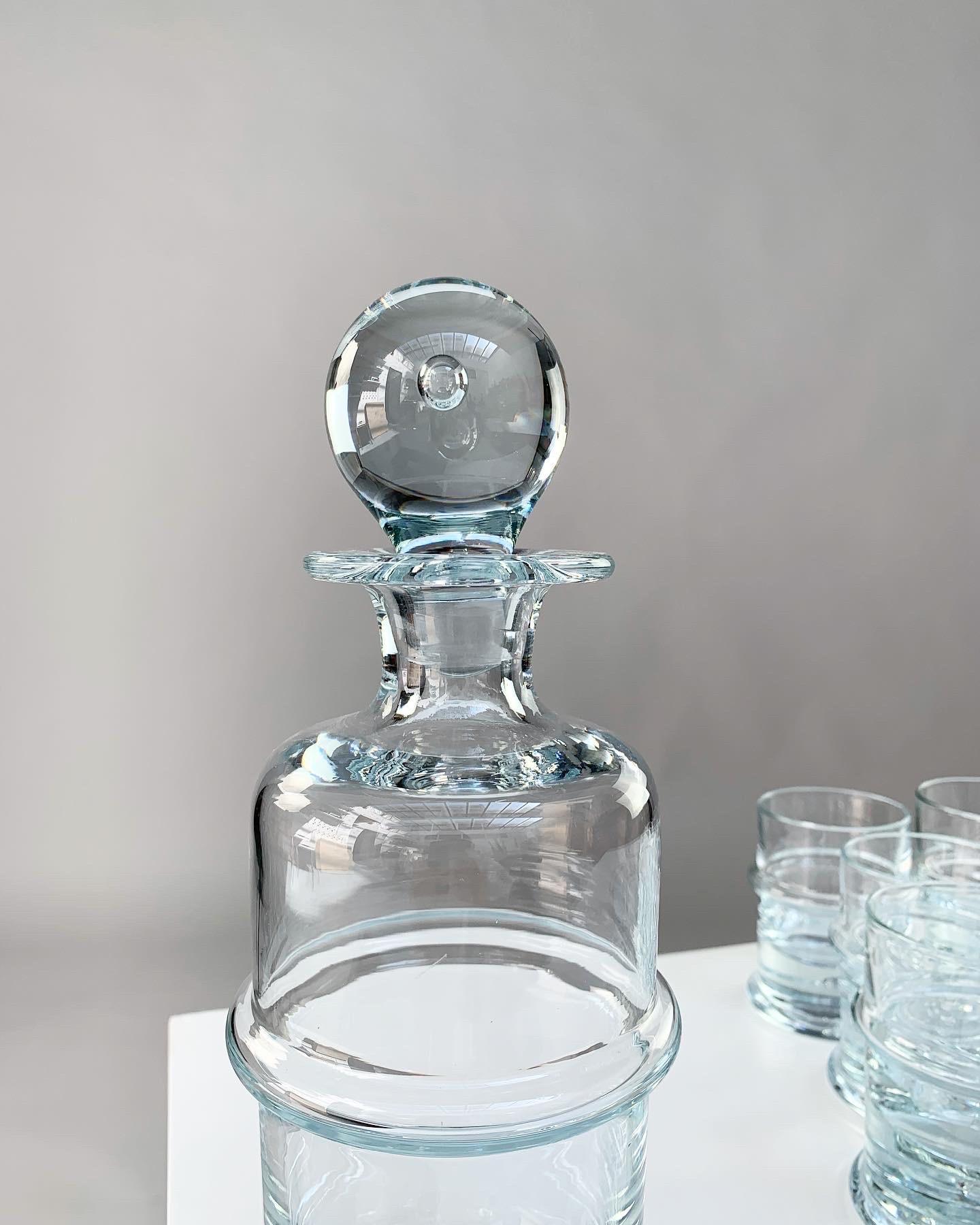Holmegaard Crystal Glass Decanter Bottle & Tumbler Glasses Regiment Sidse Werner 2