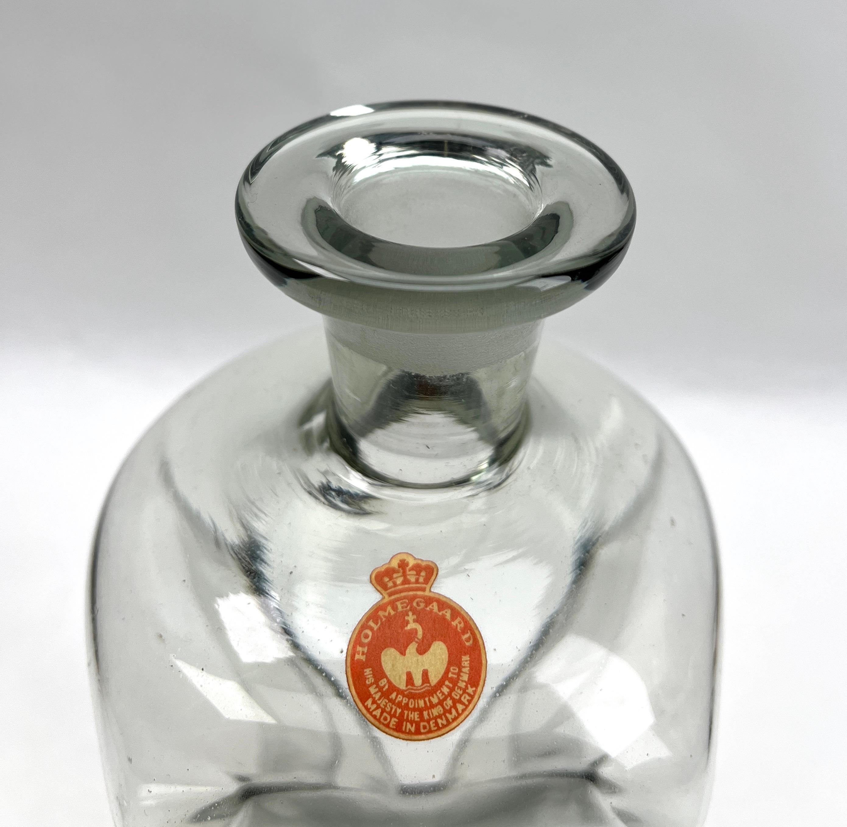Holmegaard Danish From Jacob E. Bang Kluk Kluk Decanters, With Label 1960s For Sale 3