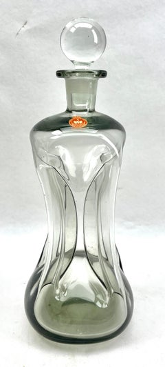Holmegaard Danish From Jacob E. Bang Kluk Decanters, With Label 1960s