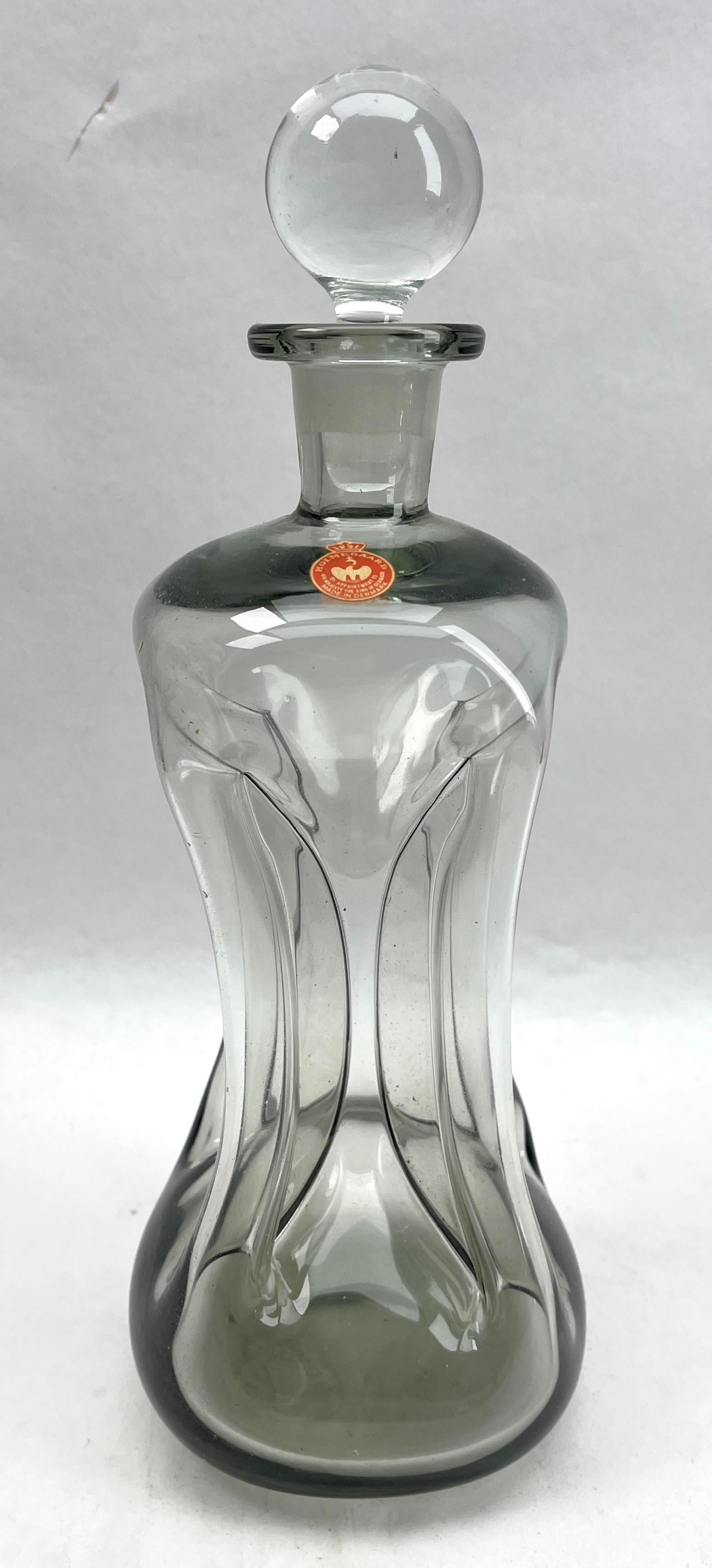 Hand-Crafted Holmegaard Danish From Jacob E. Bang Kluk Kluk Decanters, With Label 1960s For Sale