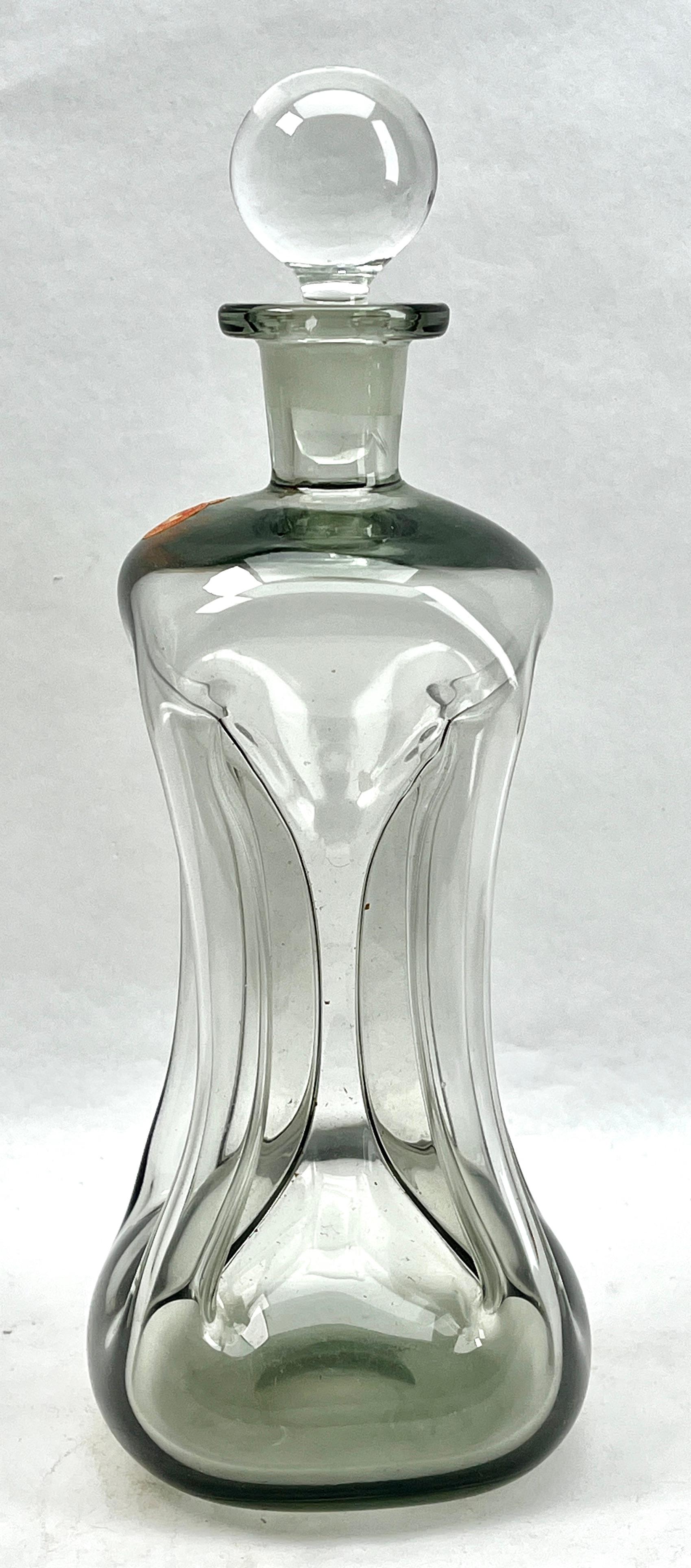 20th Century Holmegaard Danish From Jacob E. Bang Kluk Kluk Decanters, With Label 1960s For Sale