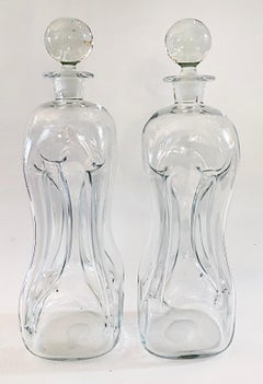 Holmegaard Danish Jacob E. Bang Decanters/Stoppers, 1960s, Pair