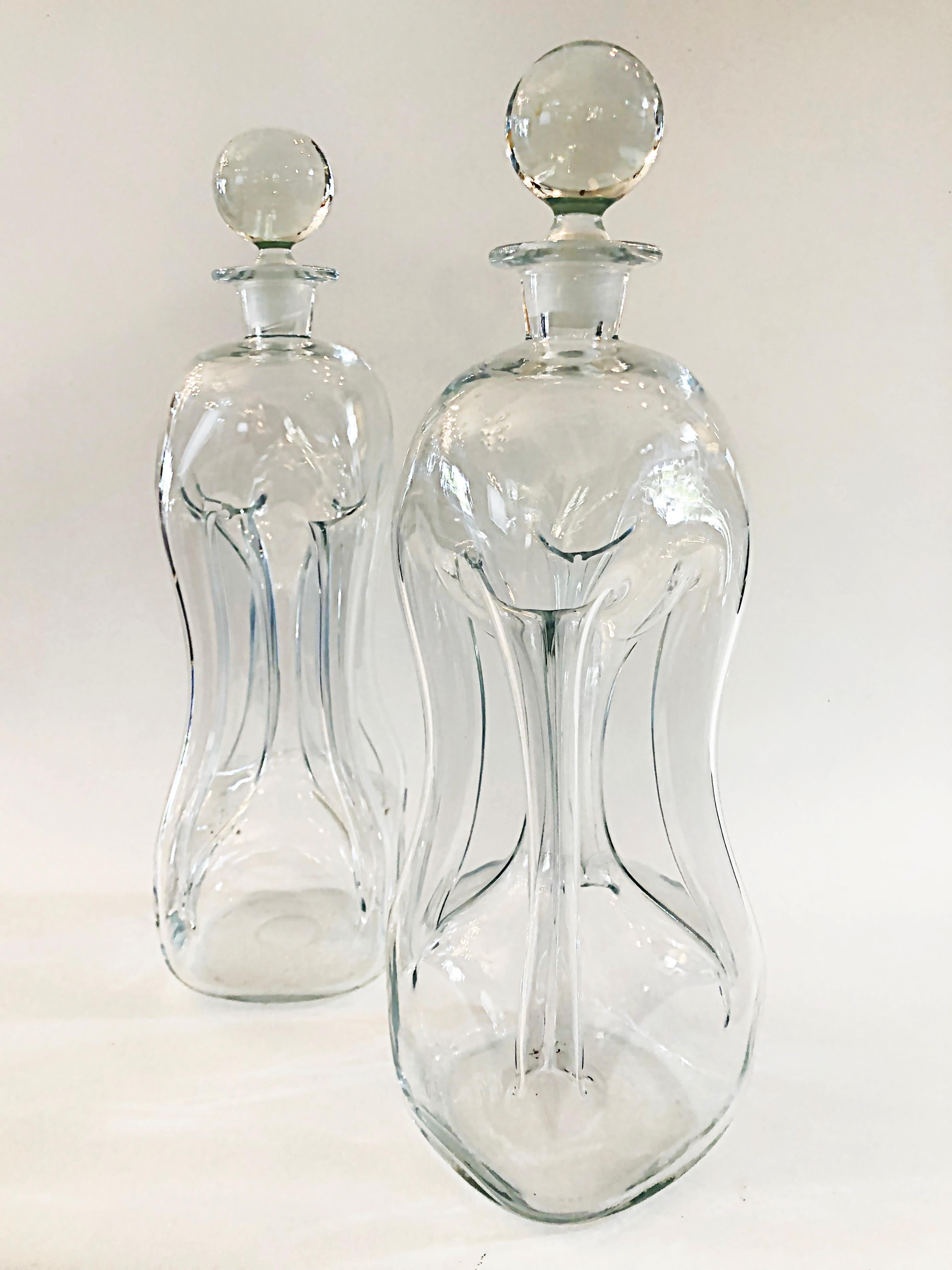 Holmegaard Danish Jacob E. Bang Decanters/Stoppers, 1960s, Pair In Good Condition For Sale In Miami, FL