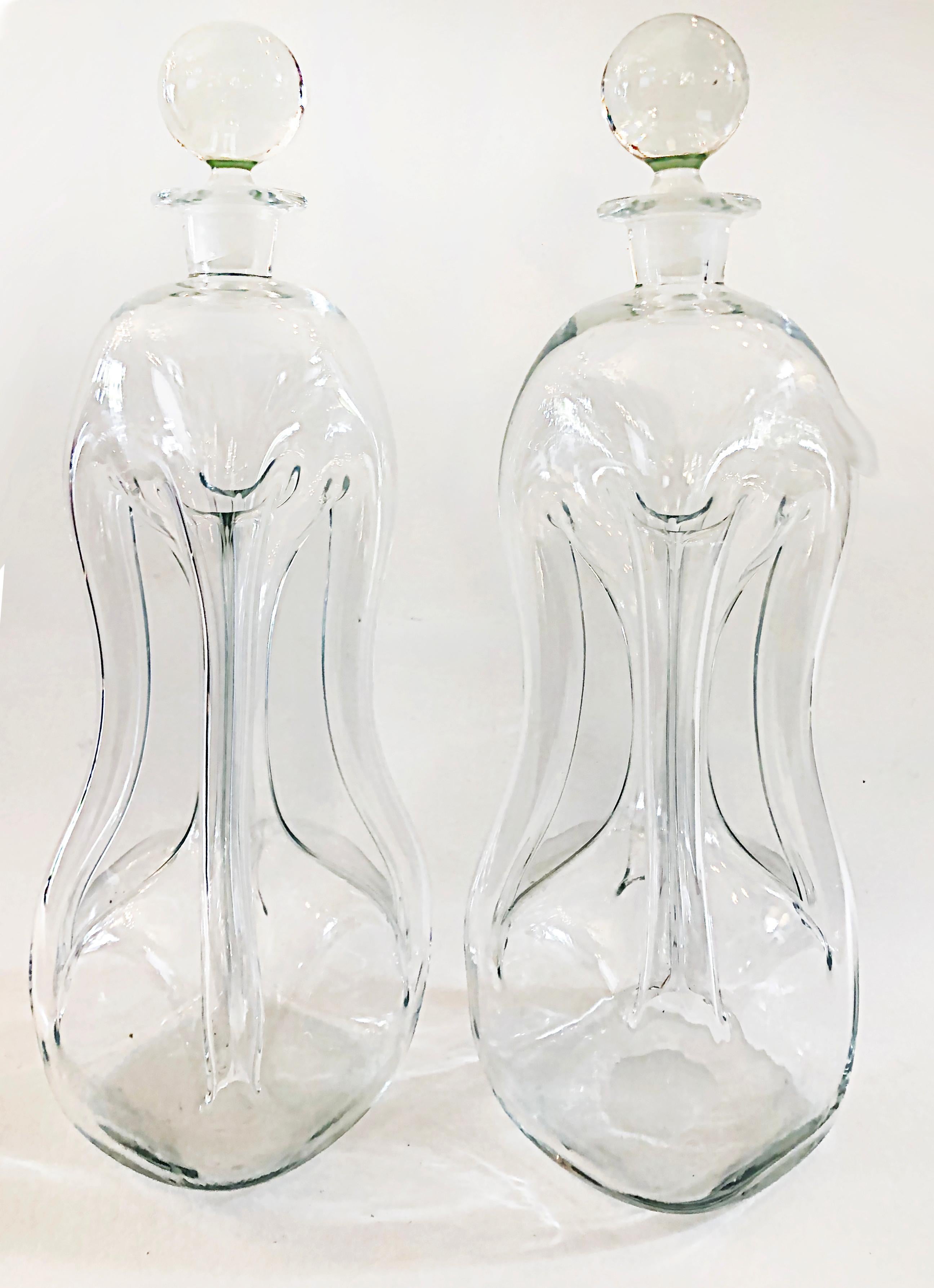 Mid-20th Century Holmegaard Danish Jacob E. Bang Decanters/Stoppers, 1960s, Pair For Sale