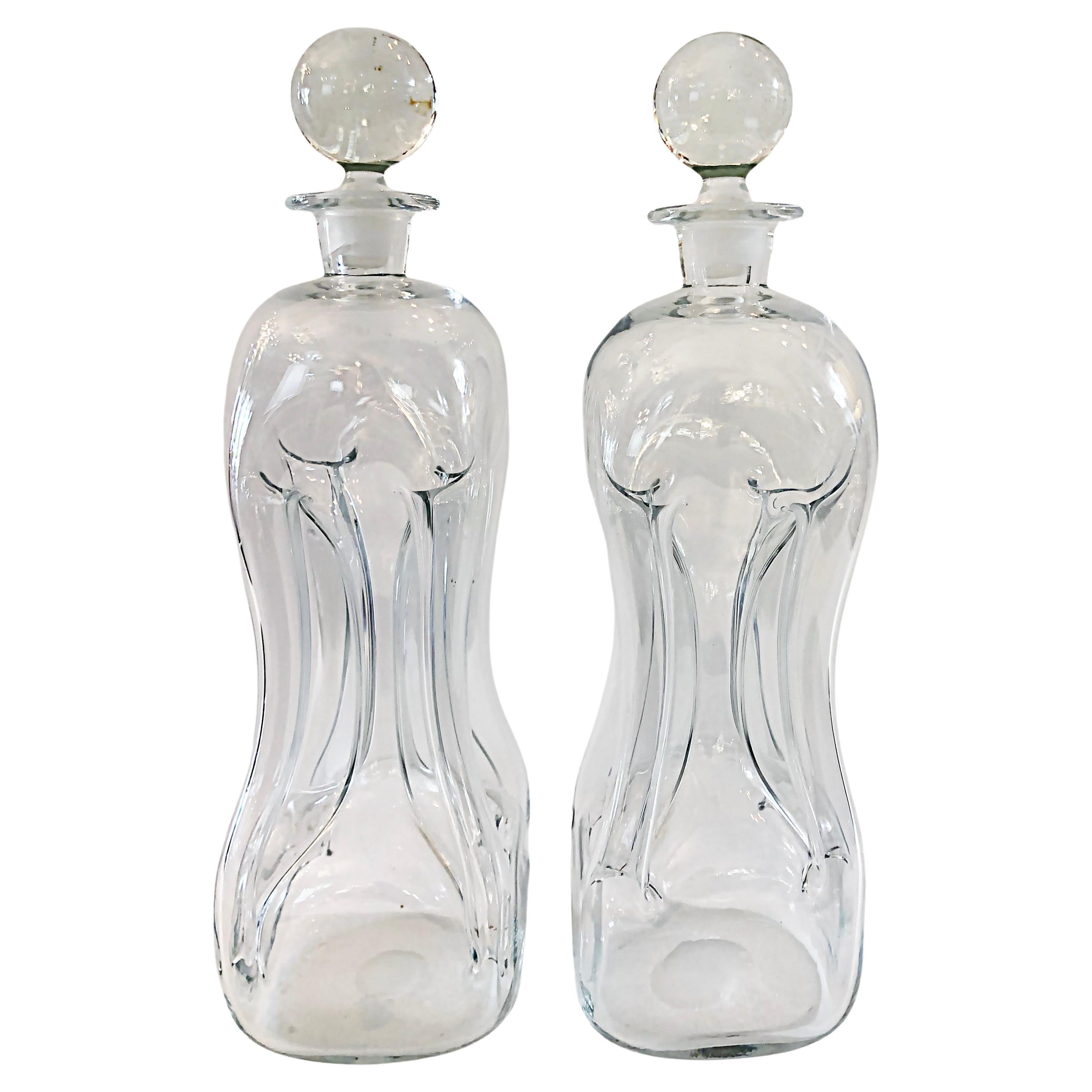 Holmegaard Danish Jacob E. Bang Decanters/Stoppers, 1960s, Pair For Sale