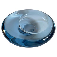 Holmegaard Danish Modern Aquamarine Glass Sculptural Bowl