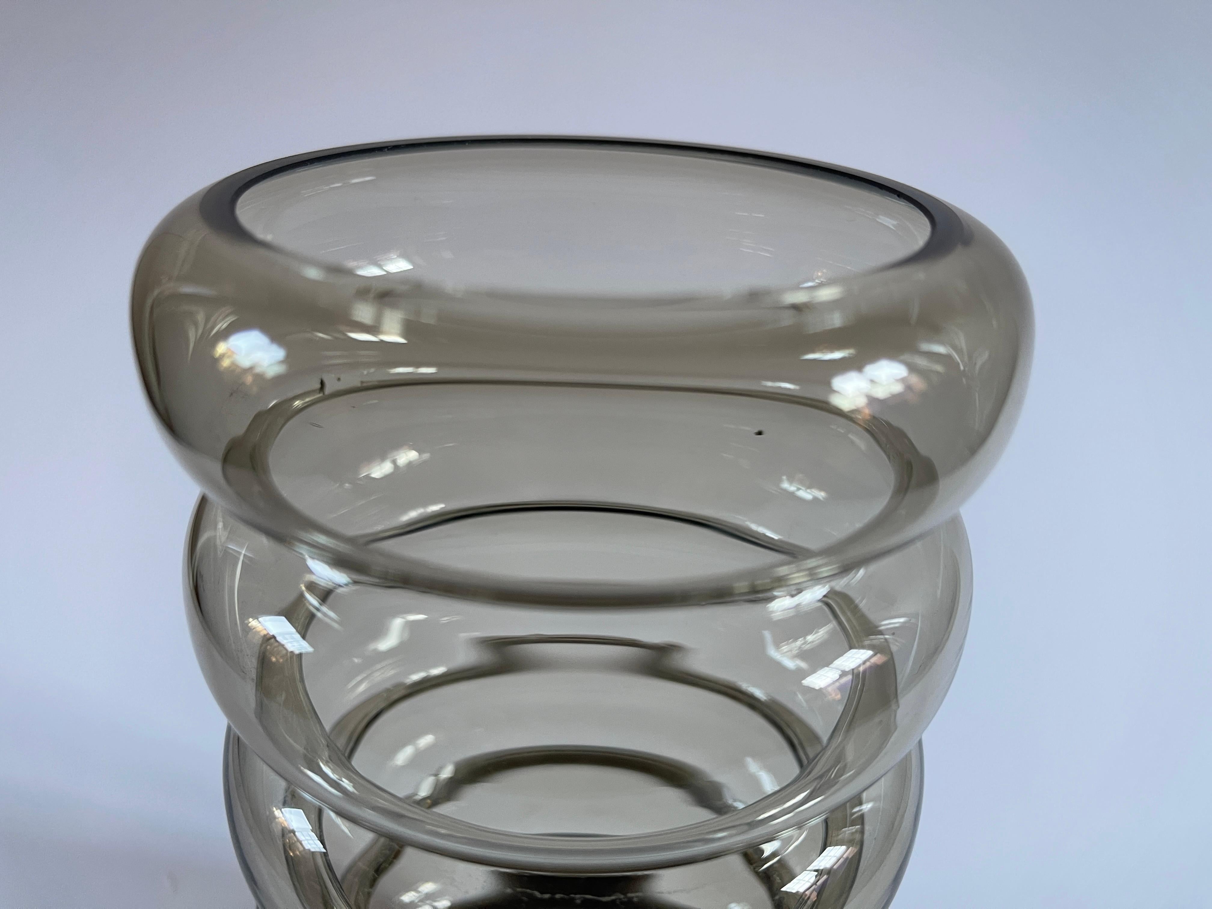 20th Century Holmegaard Danish Modern Smoke Glass Beehive Vase For Sale