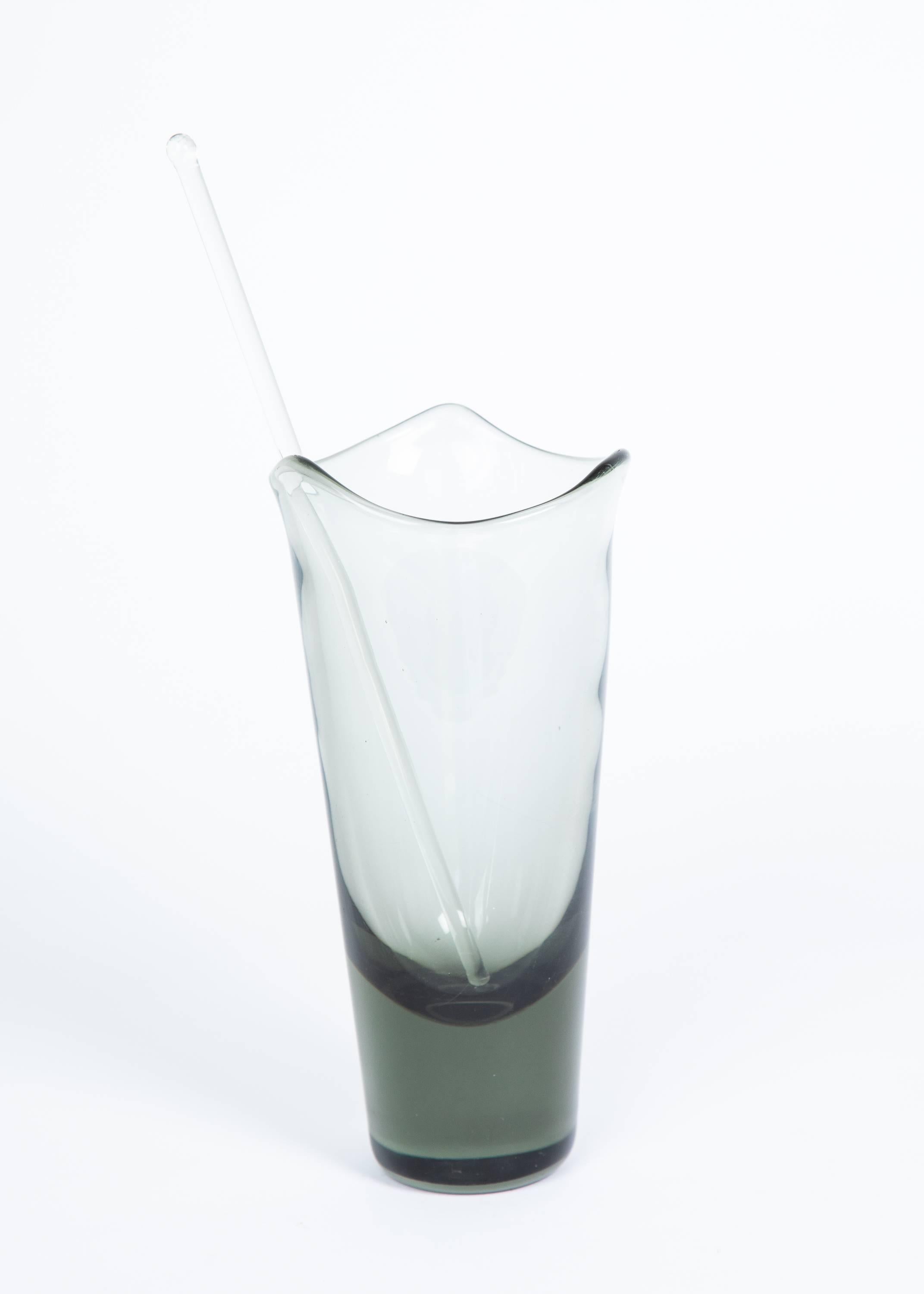20th Century  Per Lutken for Holmegaard Danish Modern Smoke Glass Martini Mixer with Stirrer For Sale