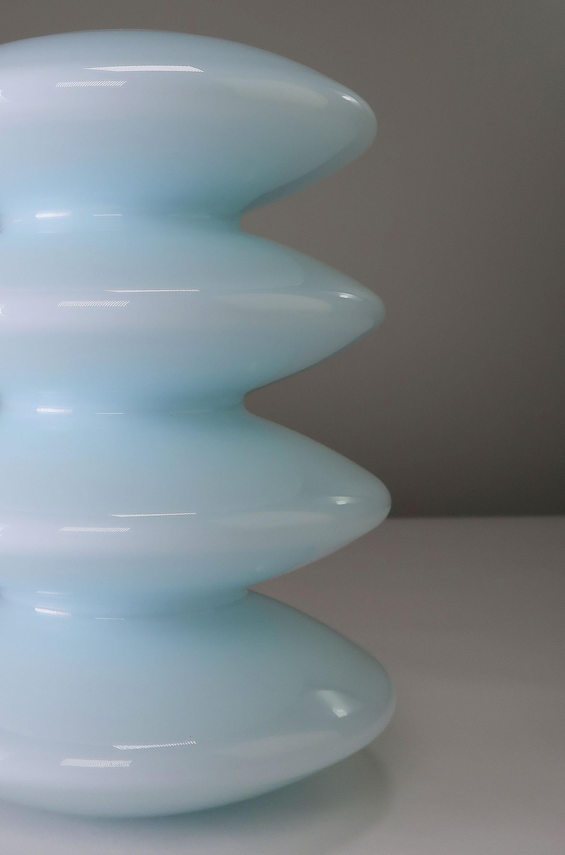 Scandinavian Modern Holmegaard Danish Modernist Tiered Ice Blue Glass Vase by Peter Svarrer, 2001