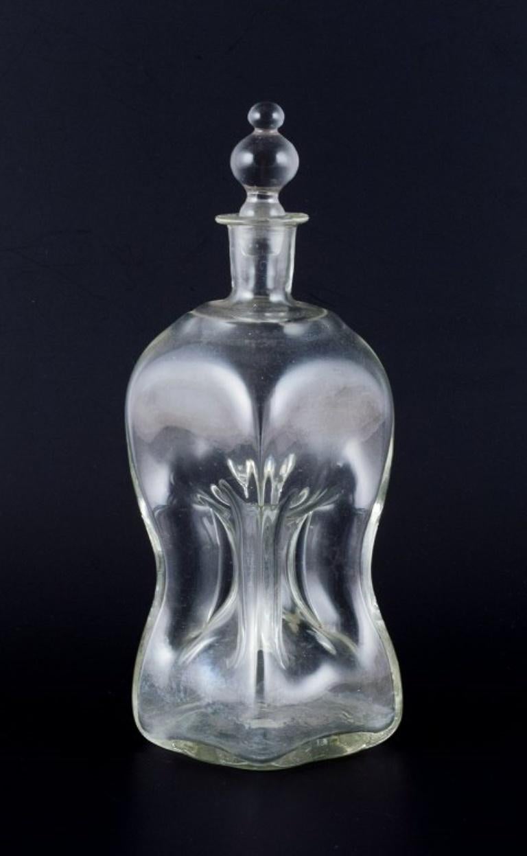 Danish Holmegaard, Denmark.  'Cluck Cluck'  decanters in clear hand-blown glass. For Sale