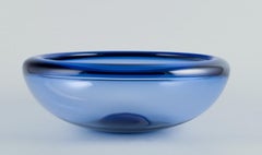 Holmegaard, Denmark. "Provence" bowl in blue art glass. 1970s.