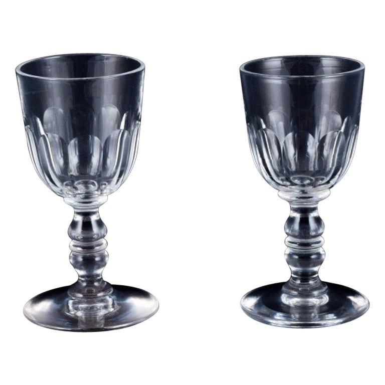 Holmegaard, Denmark. Two faceted-cut "Paul" port wine glasses.
