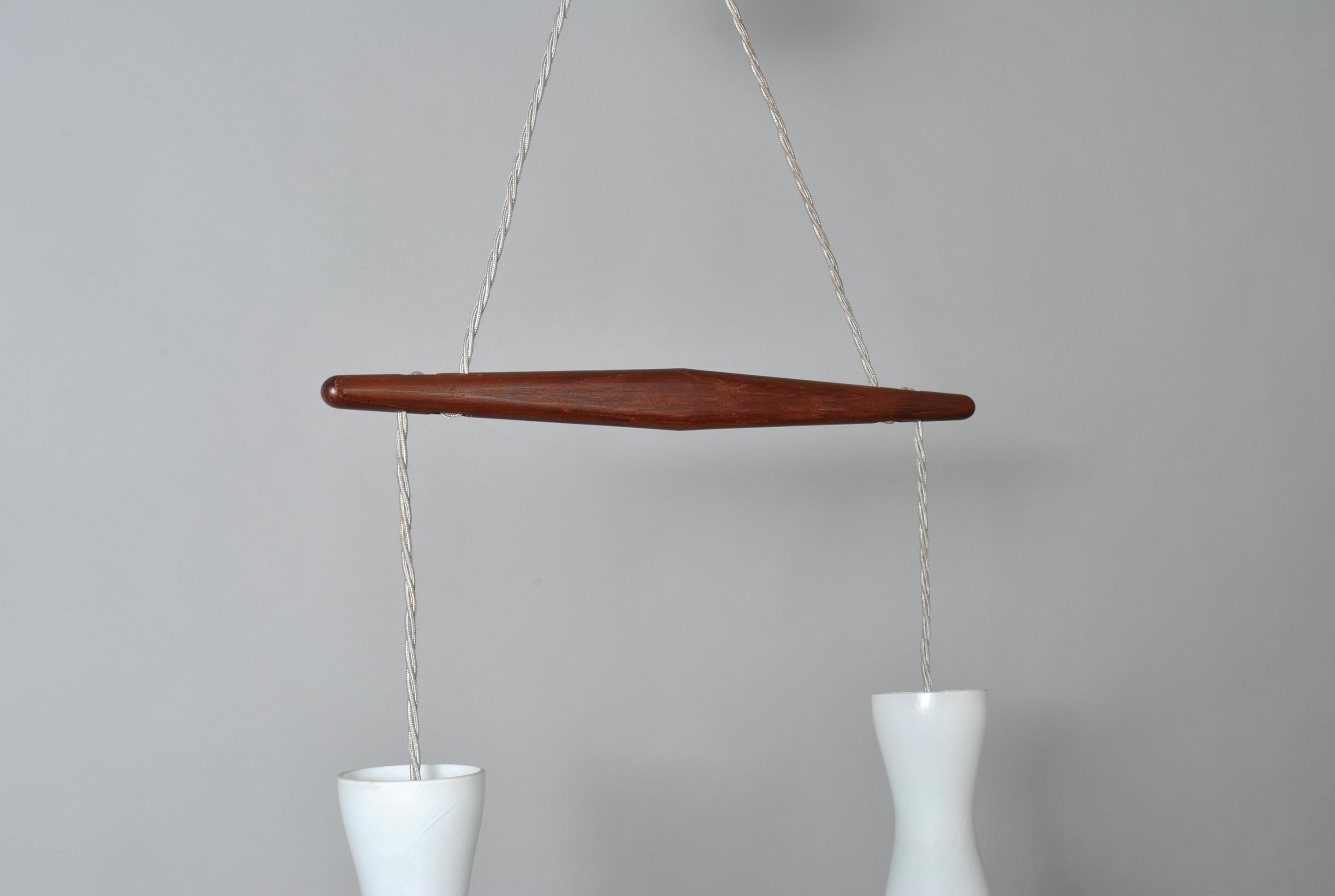 Glass Holmegaard Dual Drop Pendant Light, Midcentury Danish