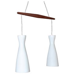 Holmegaard Dual Drop Pendant Light:: Midcentury Danish