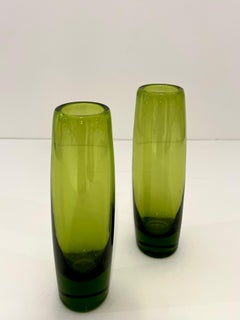 Holmegaard Glass "Rondo" Vases in "Majgron" by Per Lutken, Denmark 1960s