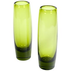 Holmegaard Glass "Rondo" Vases in "Majgron" by Per Lutken, Denmark 1960s