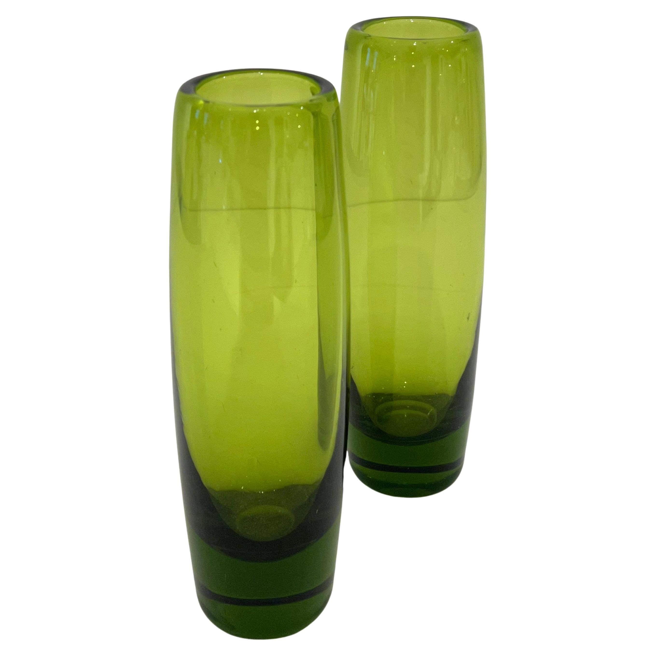 Holmegaard Glass "Rondo" Vases in "Majgron" by Per Lutken, Denmark 1960s