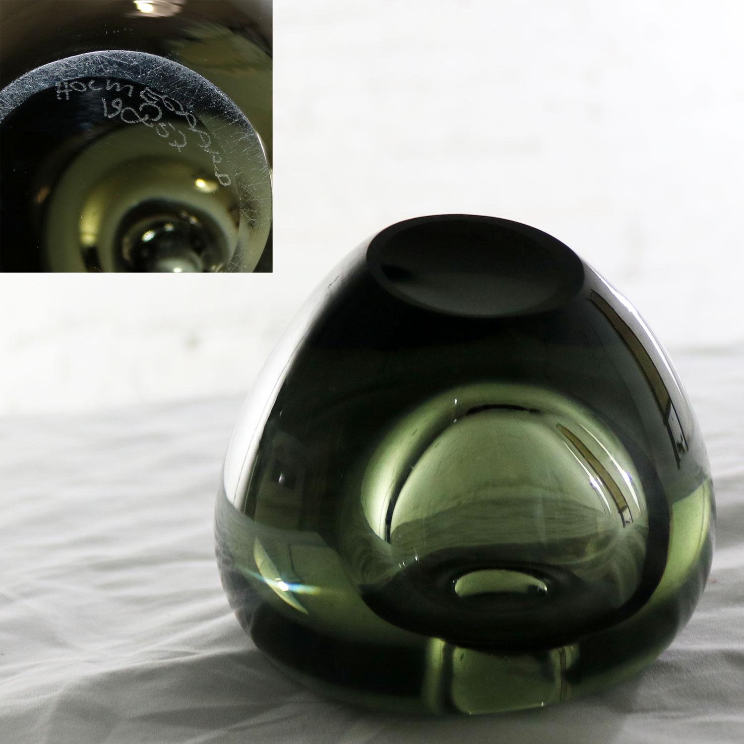 Holmegaard Glas Rauchgrau Off-Set Hulsten Krukkesten Vase von Per Lutken 7