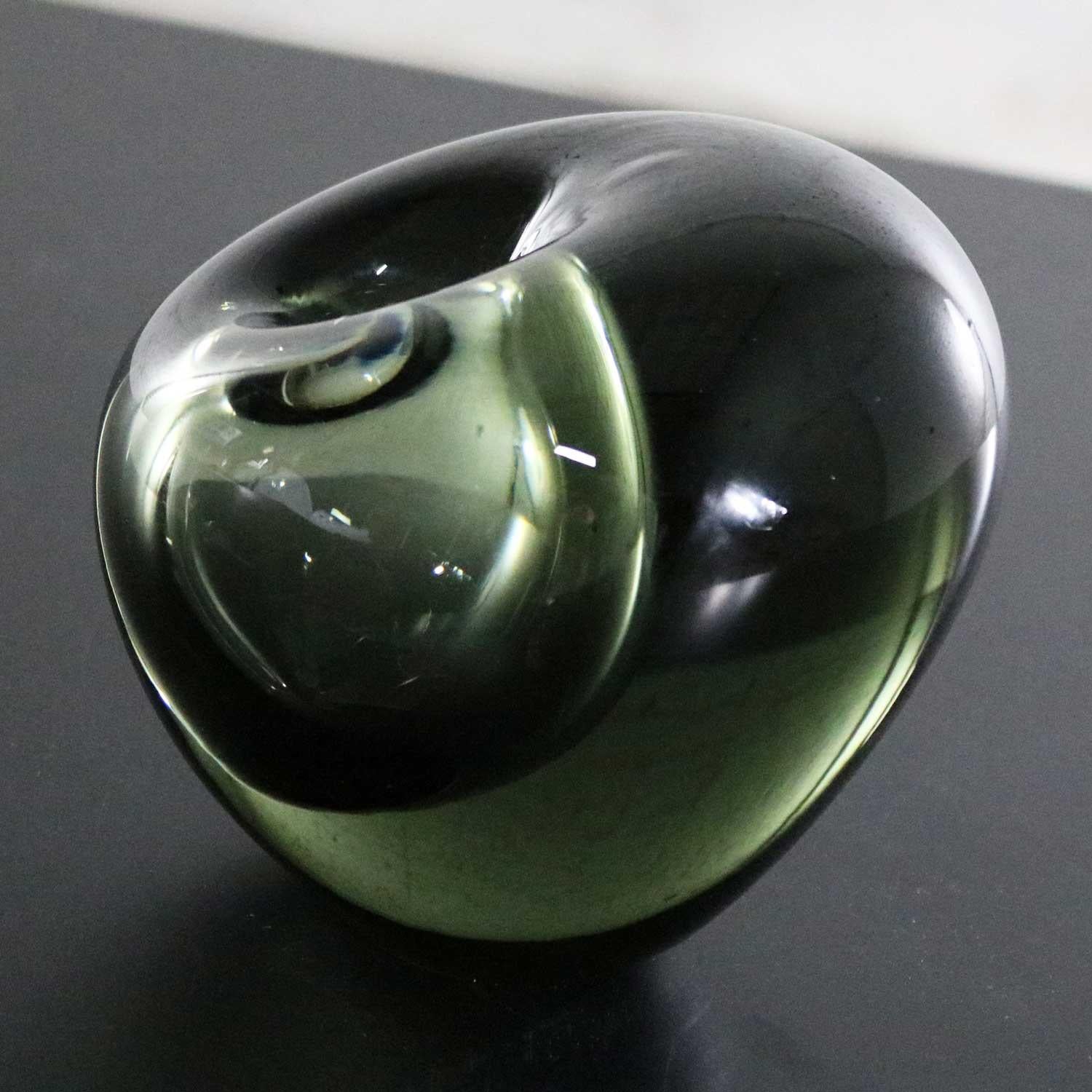 Holmegaard Glas Rauchgrau Off-Set Hulsten Krukkesten Vase von Per Lutken 1