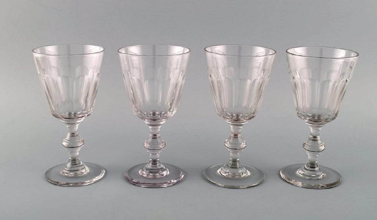 Holmegaard Glasværk, Denmark. Four Christian VIII Berlinois red wine glasses. Manufactured 1867-1942.
Measures: 16.2 x 8.5 cm.
In perfect condition.