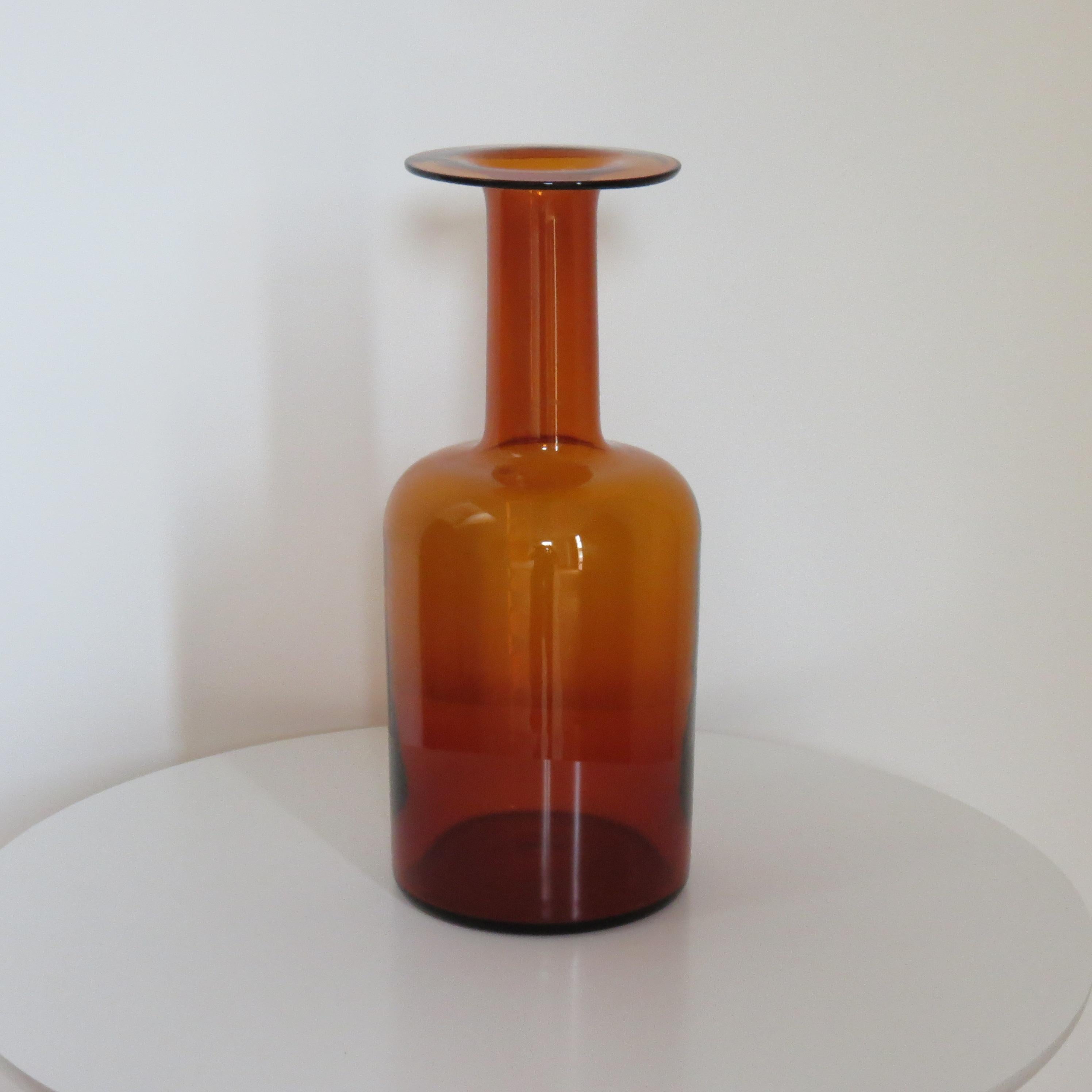 Holmegaard Gulvase by Otto Brauer 1960s Amber 1