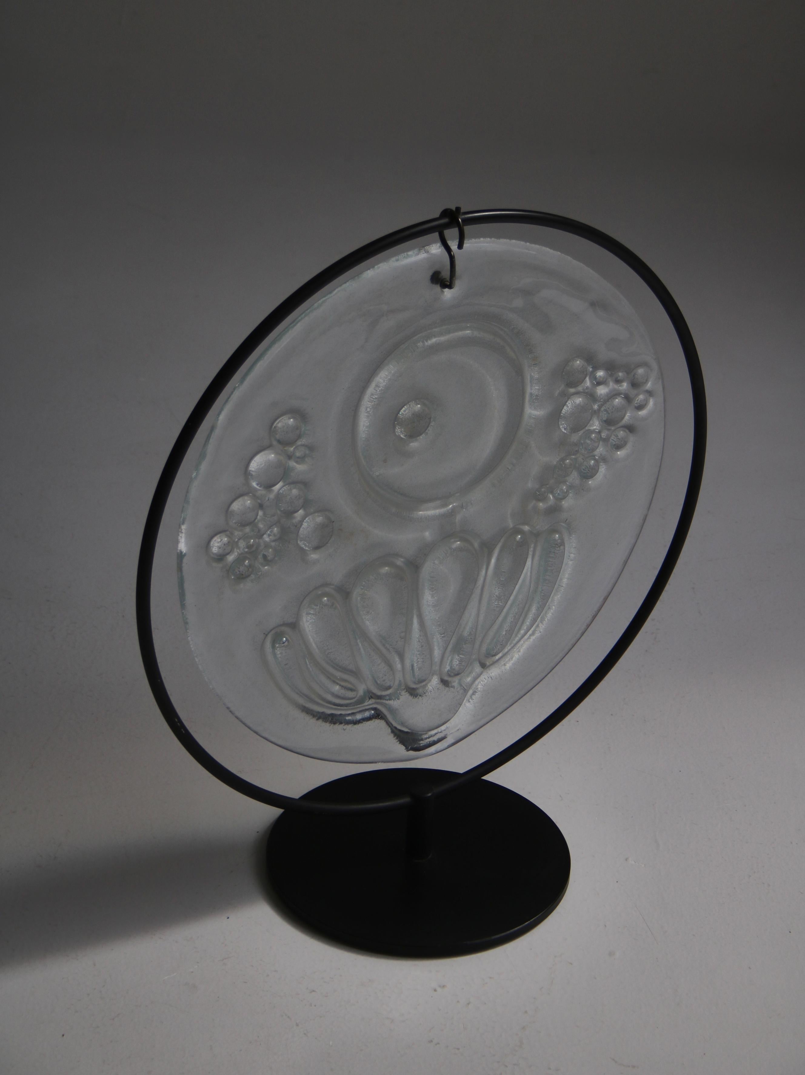 Holmegaard Handmade Glass Relief / Sun Catcher Abstract Motif 